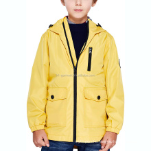 Wholesale OEM Custom Warm Windbreaker Long Jackets Winter Jacket for Kids Parkas in Yellow